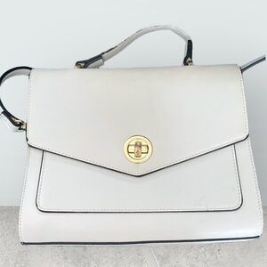FOREVER 21 White Faux Leather Crossbody Square Top Handle Bag.